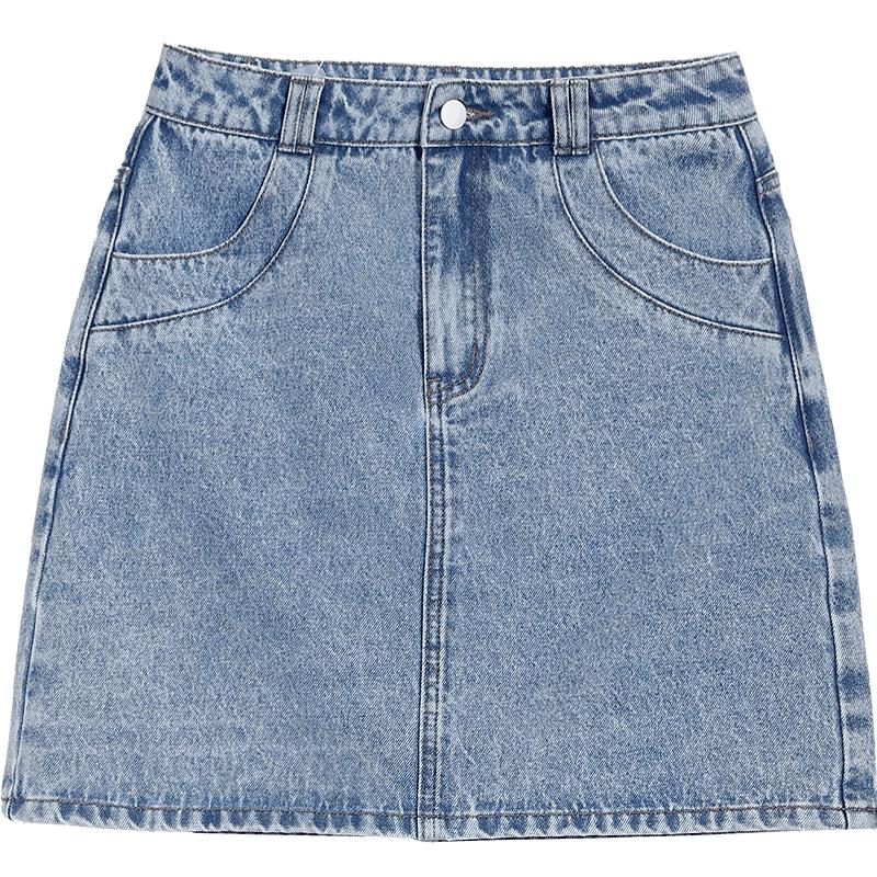 Betu Women s High-Waist Pocket Patchwork Denim Skirt L