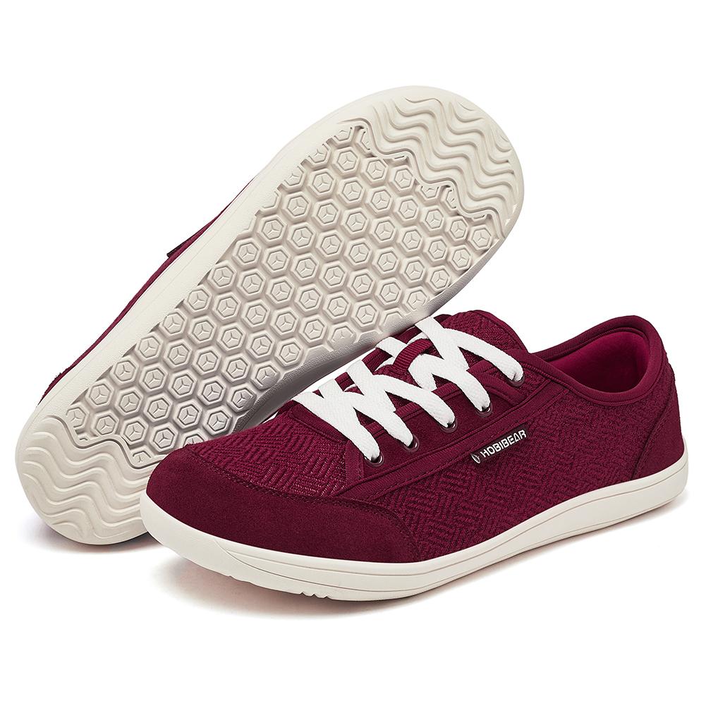 Barfußschuhe Herren Damen Breite Zehenbox | Minimalistische Rindsleder Schnürer Mode Sneaker