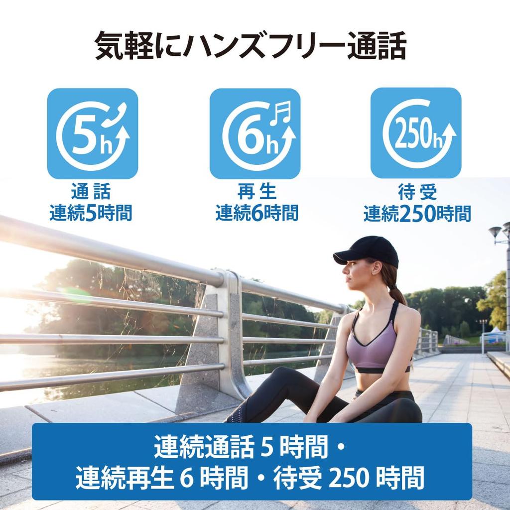 OHM AudioComm Wireless Single with Earphone Microphone and Smartphone Bluetooth Earbuds, Ear, Earhook, Lightweight, Calling, 5.1, Multi-Point, Black,