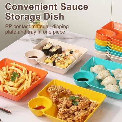 Dumpling Plate with Sauce Dish Design Versatile Easy To Clean Snacks Desserts Sushi Tray Kitchen Tableware