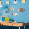 4Pcs Wooden Fish Wall Decoration Nautical Coastal Theme Wall Hangings Handmade Rustic Ocean Fish Art Decor for Bathroom Kitchen Living Room