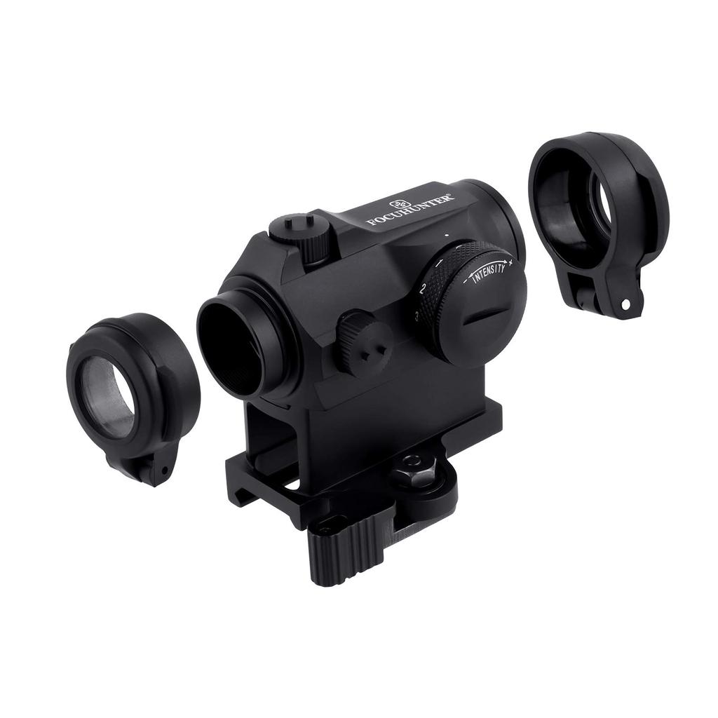 FOCUHUNTER 1x24 Dot Dimming Red Dot 2MOA Red Quick Release 20mm Rail Replica Optical Authentic Model for Outdoor Activities T-1 Sight, 11-Level Sight,