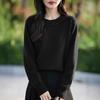 Sweter z grubym splotem z okrągłym dekoltem Kobiety Jesień Zima Luźny Jednolity Pulower Długi Rękaw Warstwa Bazowa Top