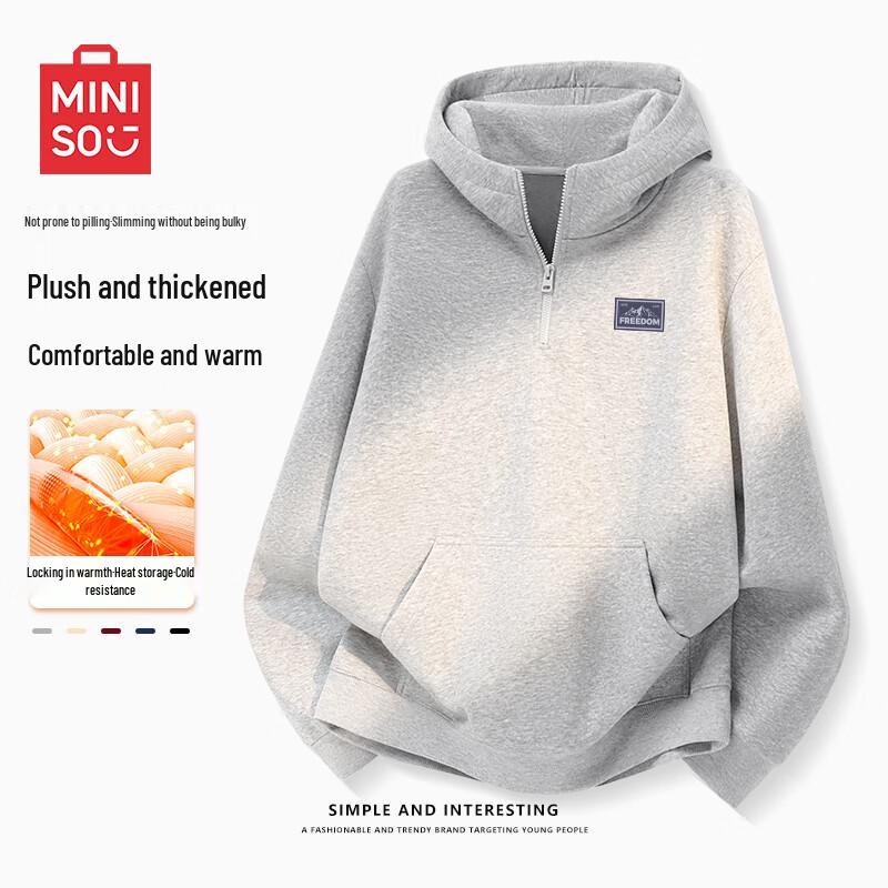 MINISO Men's American Half-Zip Fleece Hoodie