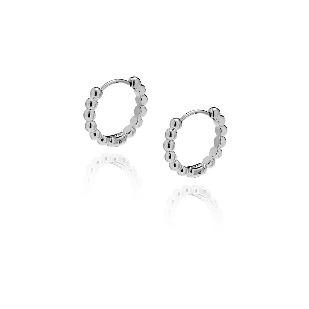 French Retro INS Style Commuting Earrings: Gold & Silver Titanium Steel with Small Round Beads