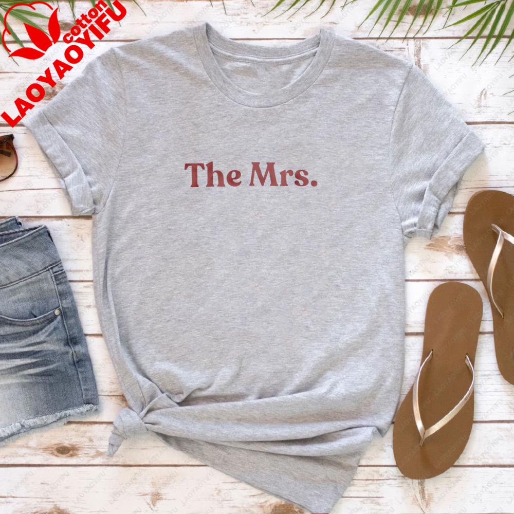La Signora T-shirt da Donna Cotone Manica Corta Casual Moda Top Estivo per Sposa Regalo di Matrimonio Modello Classico Girocollo T-shirt Stampate