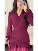 2025 European & American Style Chiffon Black Dress, Wine Red, Spring Collection