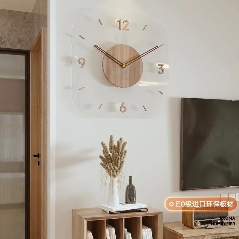 

Acrylic Transparent Wall Clock Wood Silent Modern Wall Clock Clocks Wall Home Decor Living Room Luxury Watch Home and Decoration 12 inch