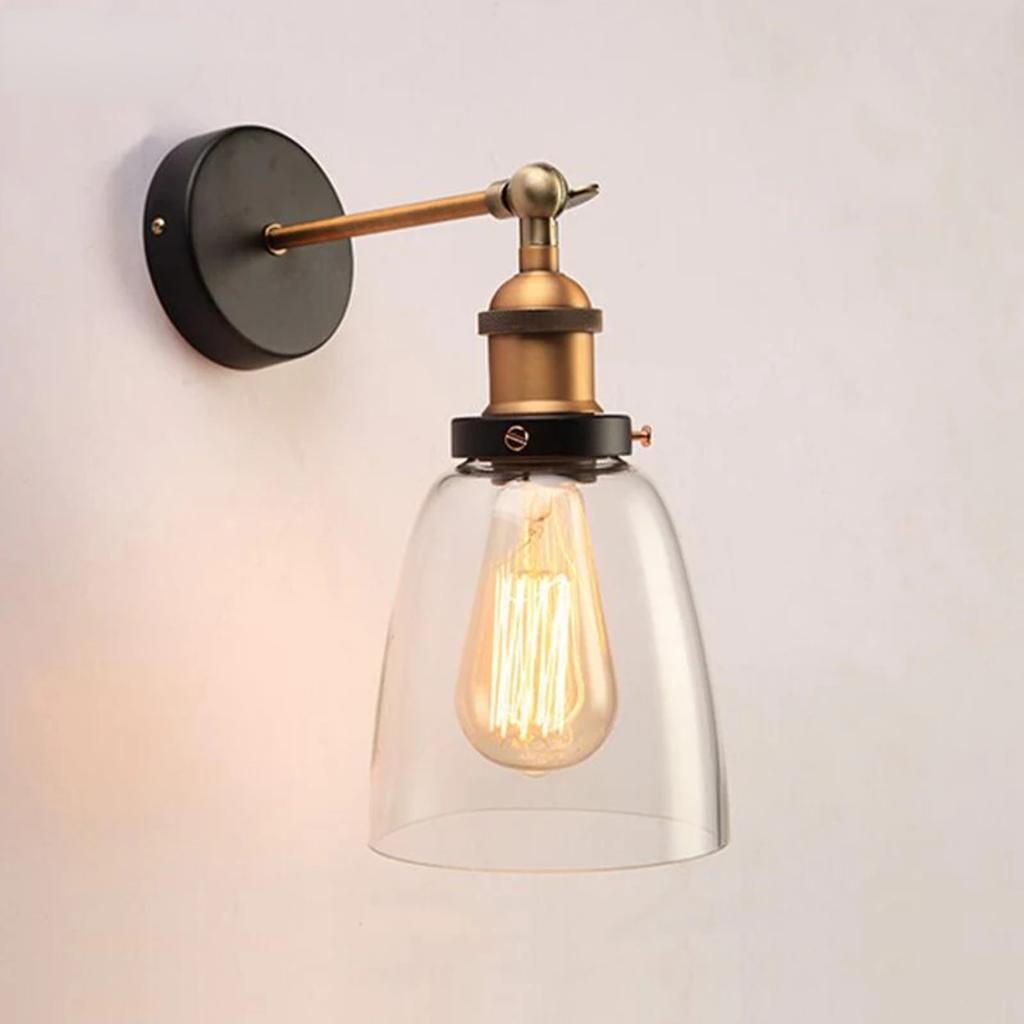 Ny Stilig Retro Vintage Industriell Loft Vegglampe med Klar Glasskjerm og Metall Trekant Ovalt Design - Vintage Industriell