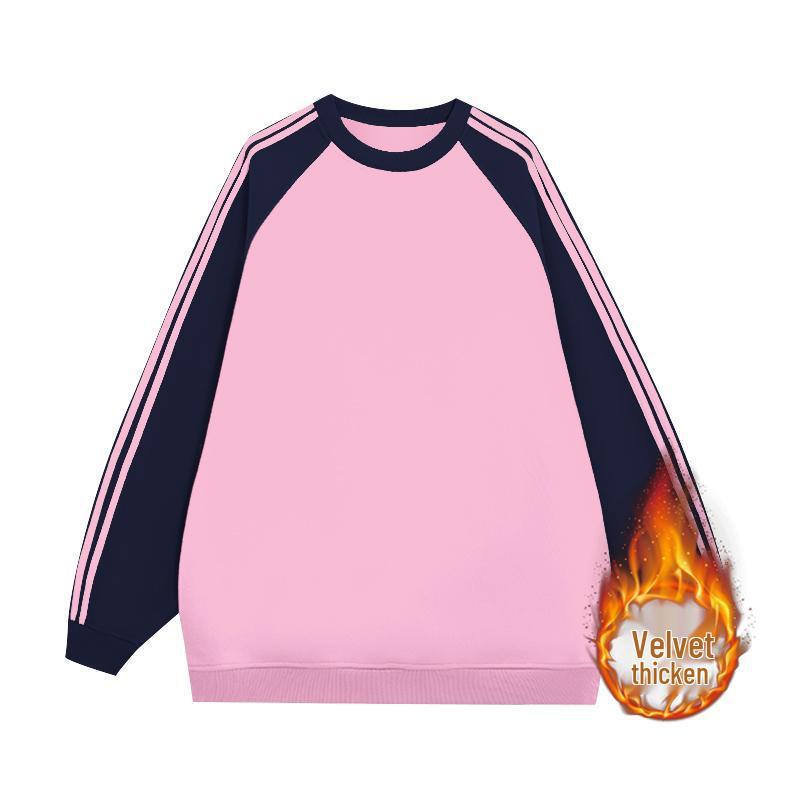 Sweat-shirt pour femme color-block doublé polaire: Manche longue raglan ample, col rond, parfait pour l'automne et l'hiver.