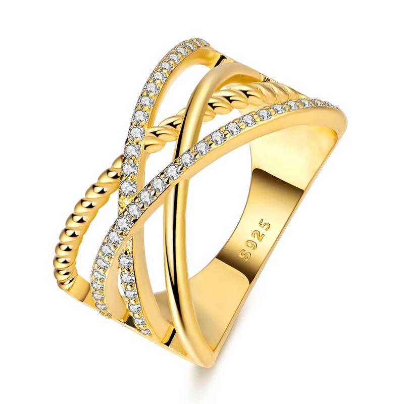 Golden Color Sparking Rings Copper Popular LOVE Wedding Ring Certified Women Engagement Jewellery Anniversary Gifts