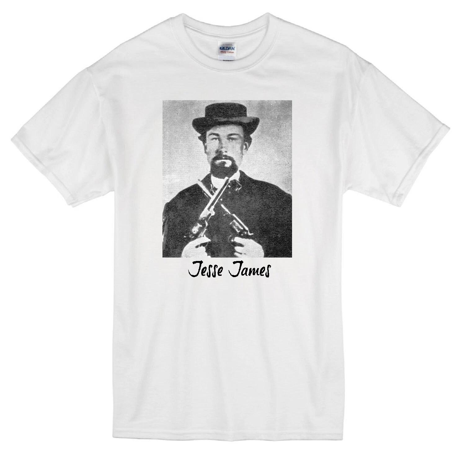 JESSE JAMES WILD WEST OUTLAW COWBOY BANK TRAIN ROBBER LEGEND RETRO WHITE T-shirt M
