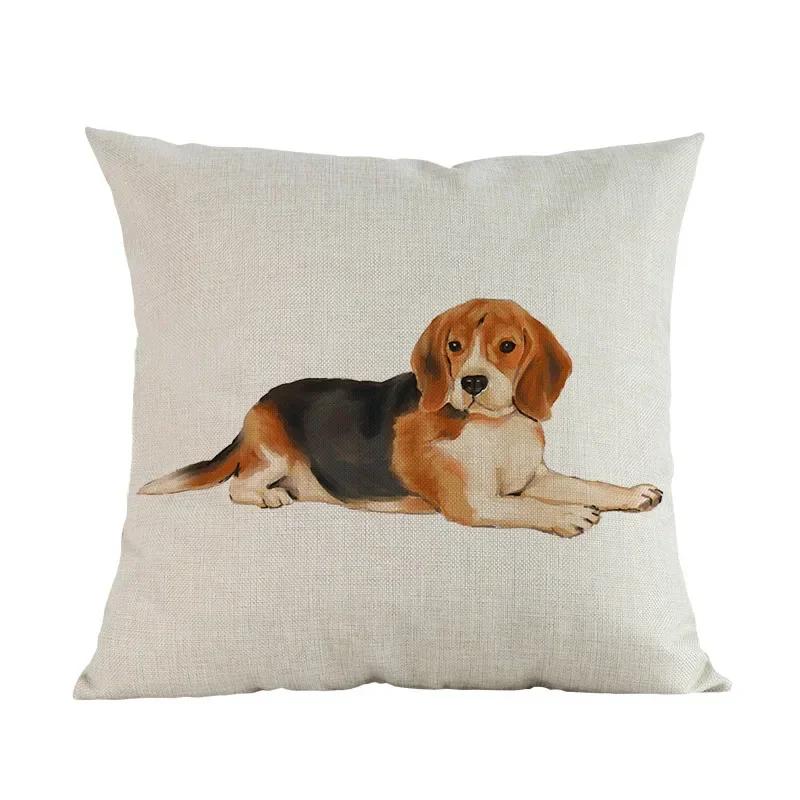 Watercolor Style Pet Dog Cushion Cover Home Living Room Sofa Decoration Pillow Case Chair Car Bedroom Decorative Pillowcase Gift