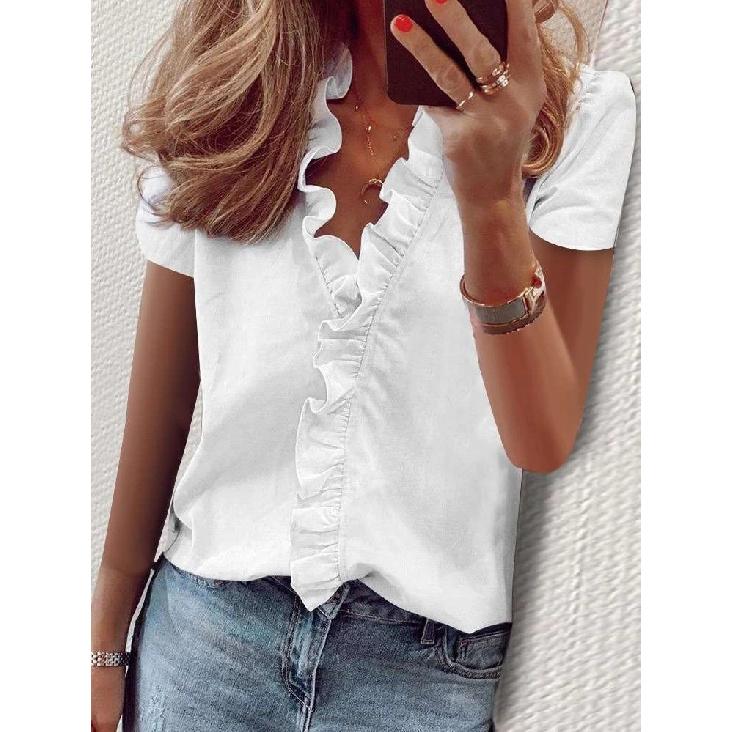 Travel New Women'S Retro Printed Shirt Casual Spring And Summer Breathable Cool Sexy Daily Date Short Sleeved T-Shirt Top