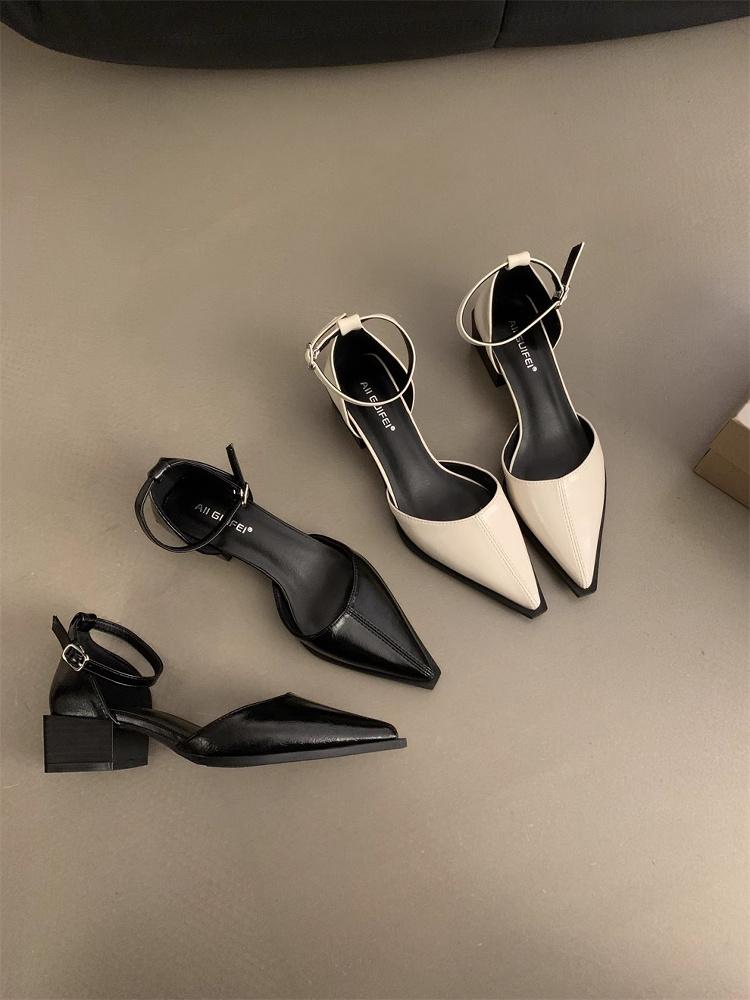 Fashion Summer Women's Shoes Sandals Ladies Mary Jane Black Heels Branded Pumps African Lolita Retro Block Beige Fashion Scandals High