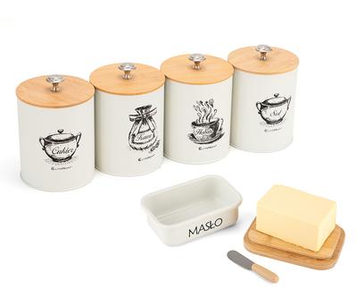 Set aus 4 Küchenbehältern und Butterdose E-6056