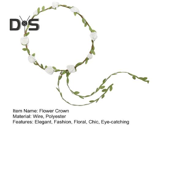 Assortert Farget Roseblomstkrans for Kvinner Floral Bohemsk Hodeplagg Fe Krans Pannebånd med Grønne Blader for Bryllupsfest Ferie Fotografering