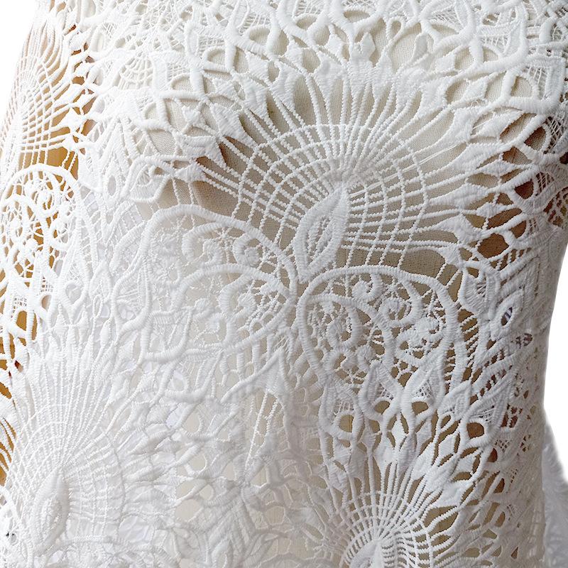 кружевная вышитая ткань, вышитая ткань из молочного шелка, полностью водорастворимая вышивка, трехмерная ажурная белый
