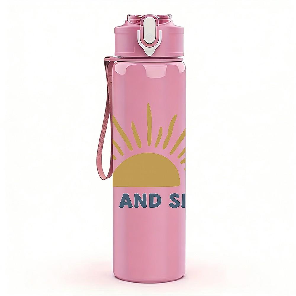 1PC Rise And Smile Sun Art 750ml Color Plastic Sports Water Bottle Leakproof Flip Straw Lid Suitable for Sports Office Home Use