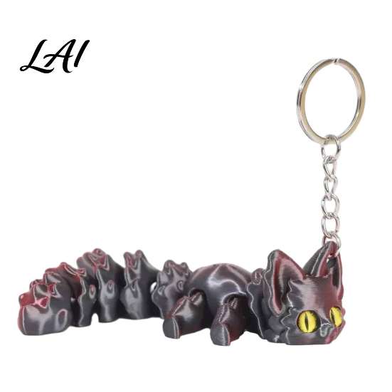 3D Printed Fox Keychain Articulated Keychain Flexible Joint Animal Pendant with Metal Fun Desk Decoration Key Ring Creative Figurine Toy Bag Charm