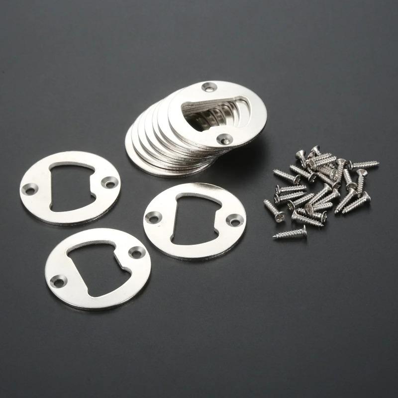 10pcs Bottle Opener Insert Screw 40mm Round Iron Corn Beer Open Antique Bronze Silver fit for Bar/Home/Restaurant/Kitchen/Pub
