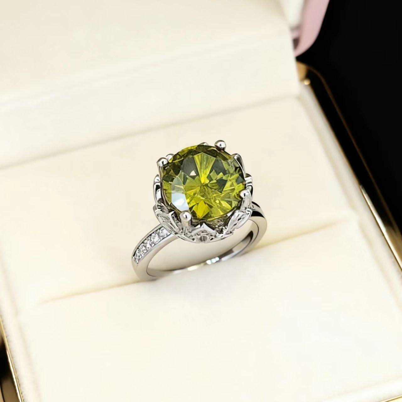 

Бижутерия Имитация 5 карат Циркон Кольцо Лотос, Модное Кольцо Циркон в форме бутона Голубиное яйцо Opening adjustable