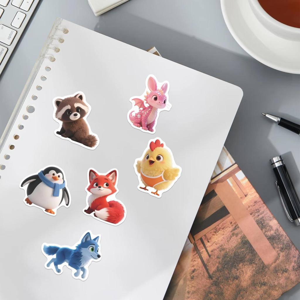 60-Piece Cute Animal Cartoon Stickers Set for DIY Stationery Decoration