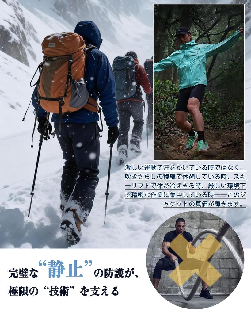 [Kayiyasu] Men's Windbreaker, Plus Sizes XS-4XL, Mountain Parka, Hard Shell, Water-Repellent, Windproof, Outdoor, with Hood, Suitable for Men and Wome