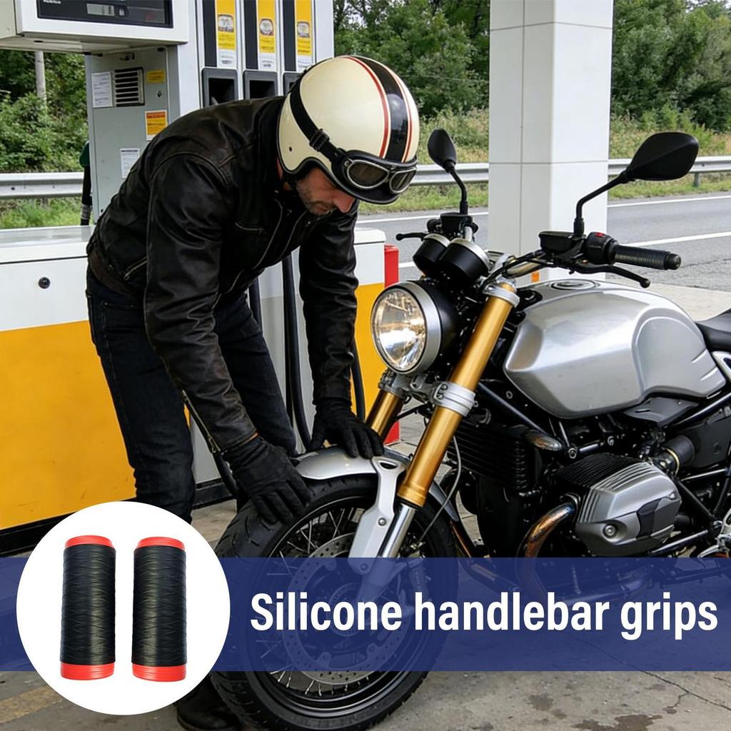 Handle Bar Grips Silicone Non-Slip Replacement Parts 2 Pieces Ergonomic Motorcycle Grips For Mountain Road Scooter Biking