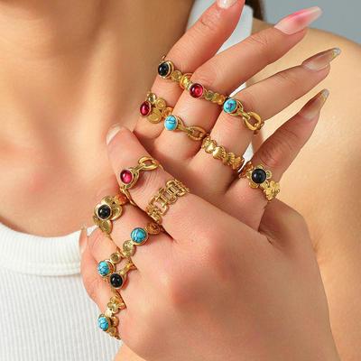 Bague Tendance Y2K en Acier Titane: Durable, Anti-Décoloration, Pliable, Design Géométrique Moderne, Populaire en Europe et en Amérique.