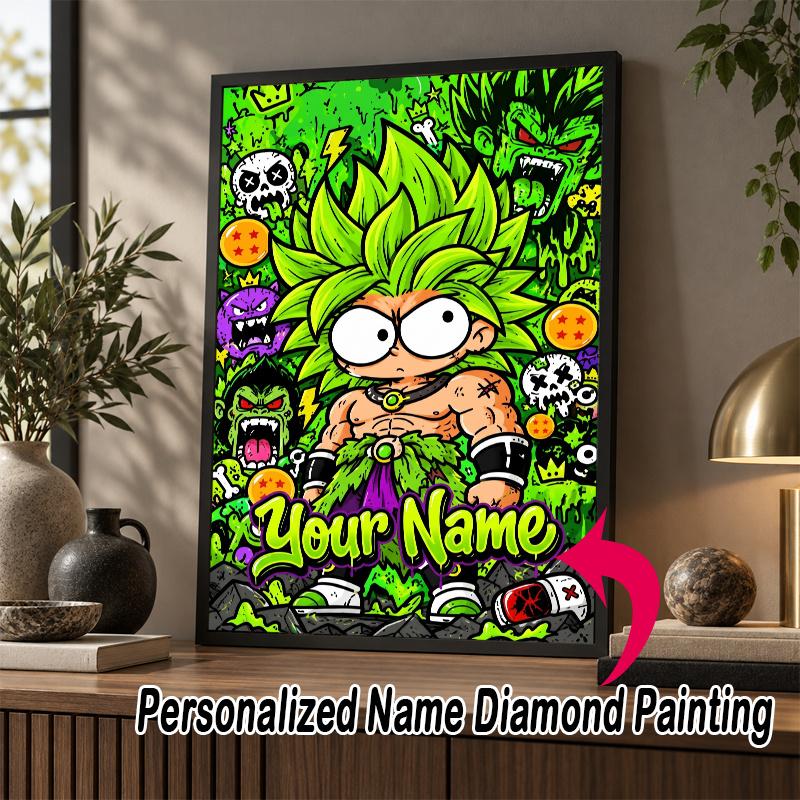 Personalized Broly Diamond Art Custom Name 5D Diamond Painting Full Drill DIY Craft