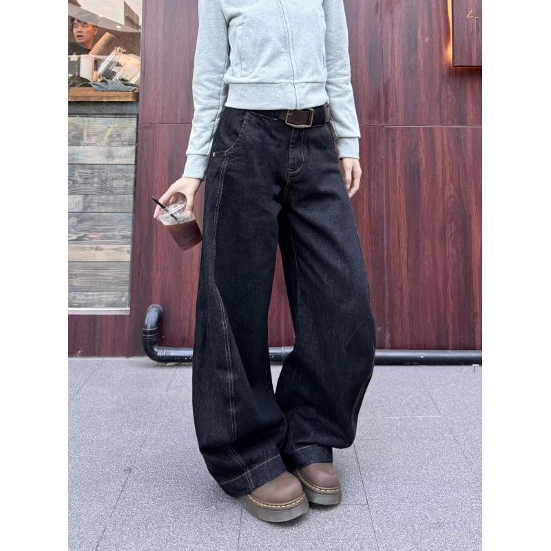 JYL Unisex Bootcut Jeans American Vintage Wide-Leg Cleanfit Banana Floor-Length Denim 3XL амарантовый