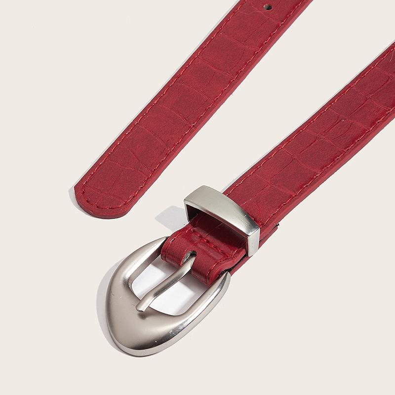 High-End Crocodile Pattern Red Thin Belt For Women 2025  Niche  Belt For Skirts And Jeans