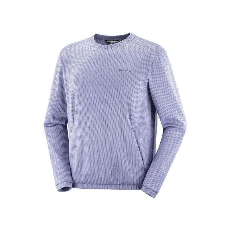 Salomon Motomesh Crewneck Outdoor Warm Breathable Long Sleeve Sweatshirt Men tops Granite C24465