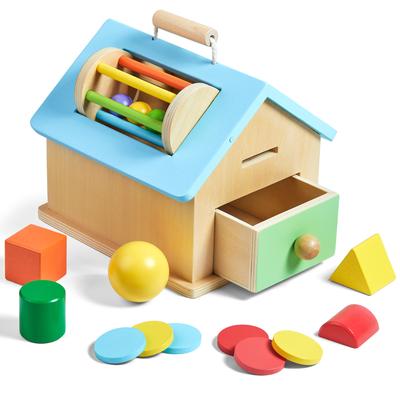 Montessori Permanenzbox Babyspielzeug Sensorische Box Objekt Münzbox Ballwurf Textiltrommel Feinmotorik Aktivität Lernspielzeug