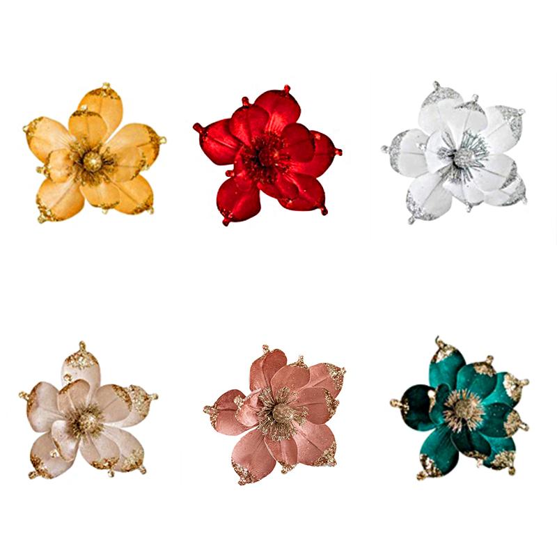 1PC Beautiful Sequins Home Decor Wedding Magnolia Simulation Flower Christmas Ornament