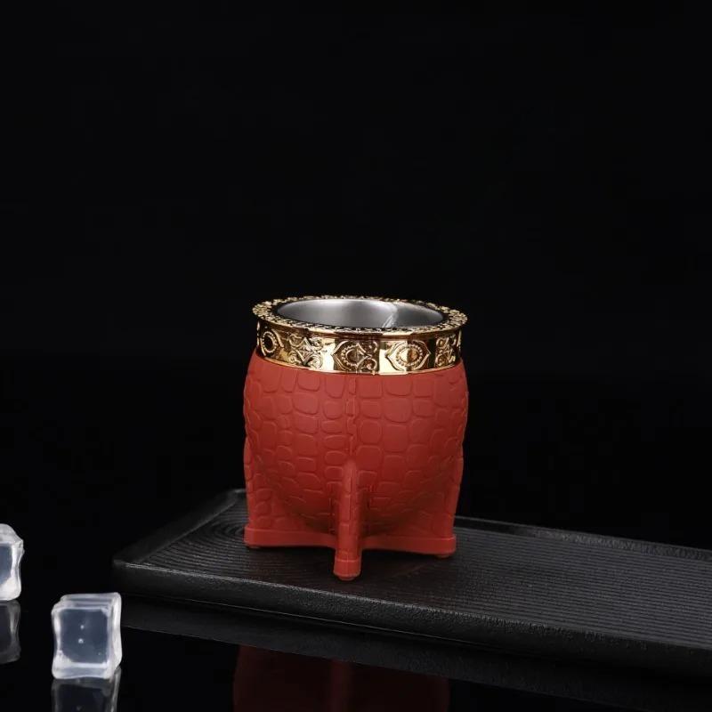 Tazza Mate a Doppio Strato in Acciaio Inossidabile con Cannuccia Cucchiaino Texture Guscio d'Uovo Tazze con Fondo Piatto Tazze Creative da Cucina Bicchieri da Bevande