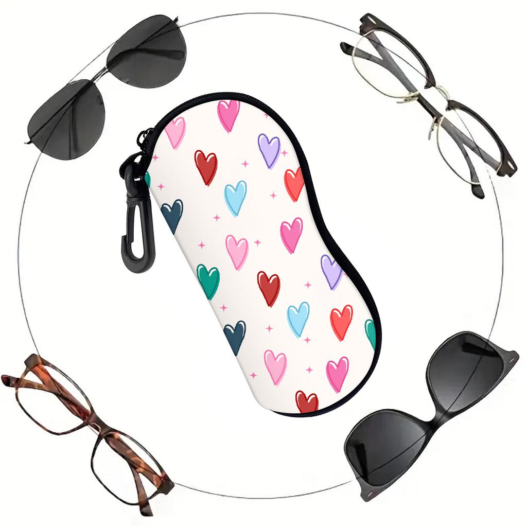 1Pcs Soft Sunglasses Case,Neoprene Zipper Glasses Pouch,Portable Eyeglasses Ba