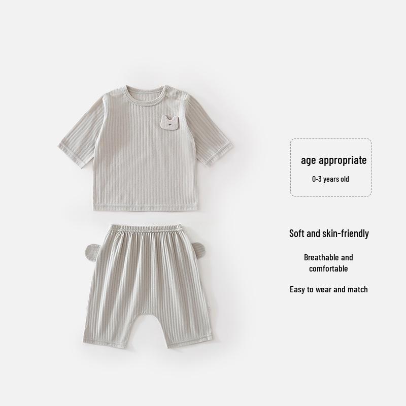 7-Sleeve Baby Pajama Set: Pure Cotton, Tagless, Breathable, Sweat-Absorbent, Unisex, Summer Two-Piece Base Layer