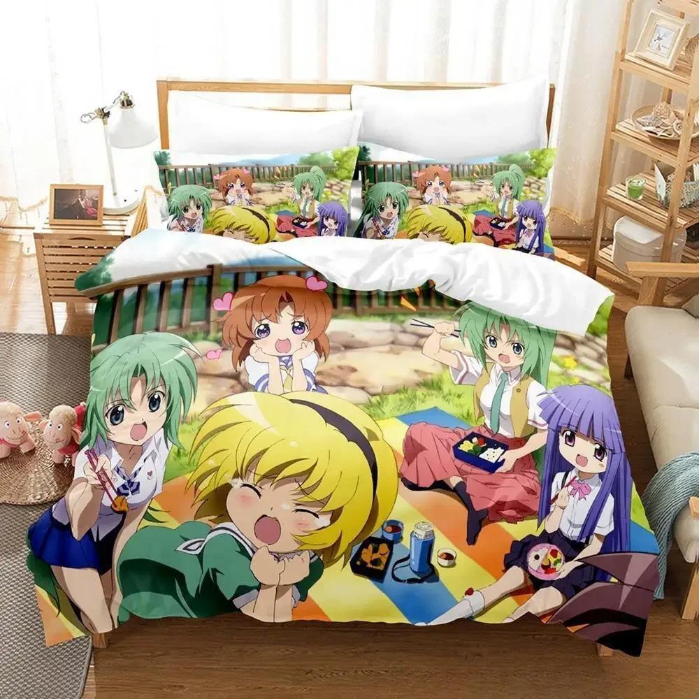 

Breathable Elegant Single Twin Full Queen King 3D Print Anime Higurashi when they cry Size Bed Aldult Kid Bedroom Sets Quilt Comforter (quilt)-EU Single(135*200cm)3pcs