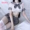 Sex Underwear Sexy Bow Mini Skirt Student Wear Plaid Sailor Wear Split Uniform Free Cosplay