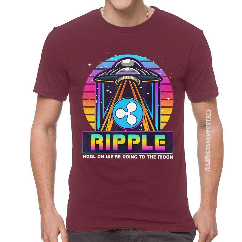 Mens Ripple XRP HODL On We Are Going To The Moon T Shirts Vaporwave Bitcoin Tshirt Hip Hop T Shirt Cotton Oversized Tee Tops