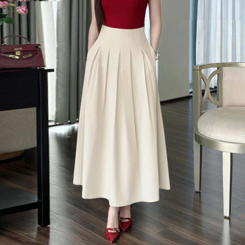 ZANZEA Dámské ležérní, elastický pas, jednobarevné volné dlouhé sukně