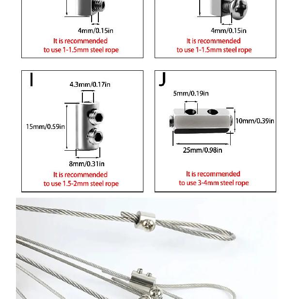 1-4mm Adjustable Stainless Steel Wire Rope Metal Suspension Clamp Used For Hanging Accessories Sling Screws Cable Fixing Tools