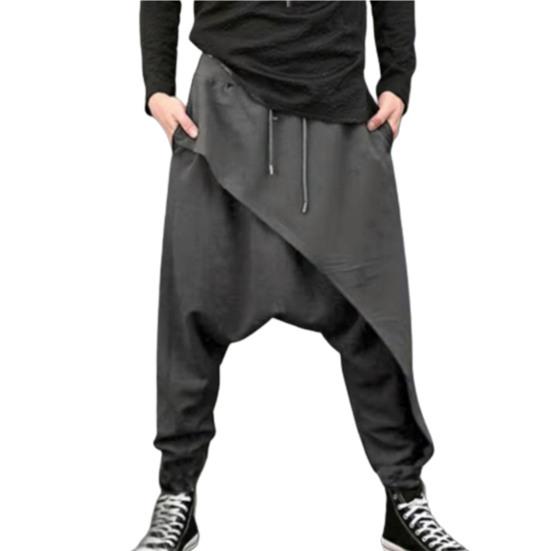 Pánské harémové kalhoty s nízkým sedem Elastický pas Měkké Pánské vintage harémové kalhoty Široké volné kalhoty do práce