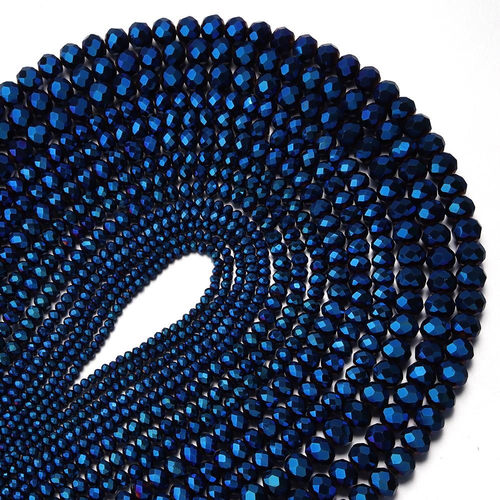 3 4 6 8 10mm Sapphire Faceted Crystal Beads Glass Spacer Beads For Jewelry Making DIY Handmade Bracelets Necklace Accessories