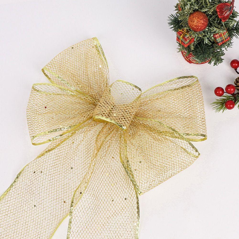 5Pcs Creative Polyester Christmas Sequins Bows Handmade Finished Bowknot Hanging Ornament DIY Christmas Tree Ornaments Wedding