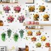 Sunflower, Rose, Blue & Green Radish Wall Sticker, Self-Adhesive Hanging Basket, Decorative for Living Room & Bedroom