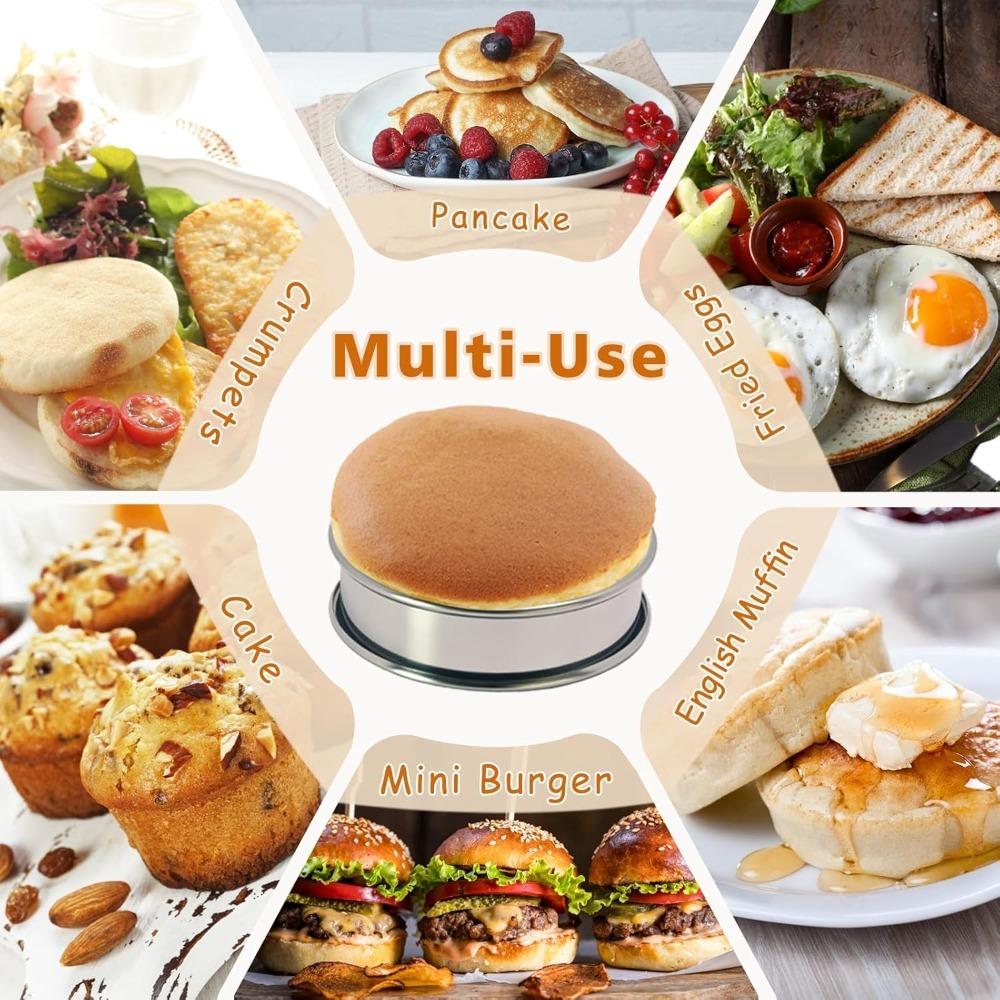 12 Pieces Muffin Ring Double Rolled Tart Rings Stainless Steel Round Muffin Rings Metal Molds for Making Crumpet Muffin