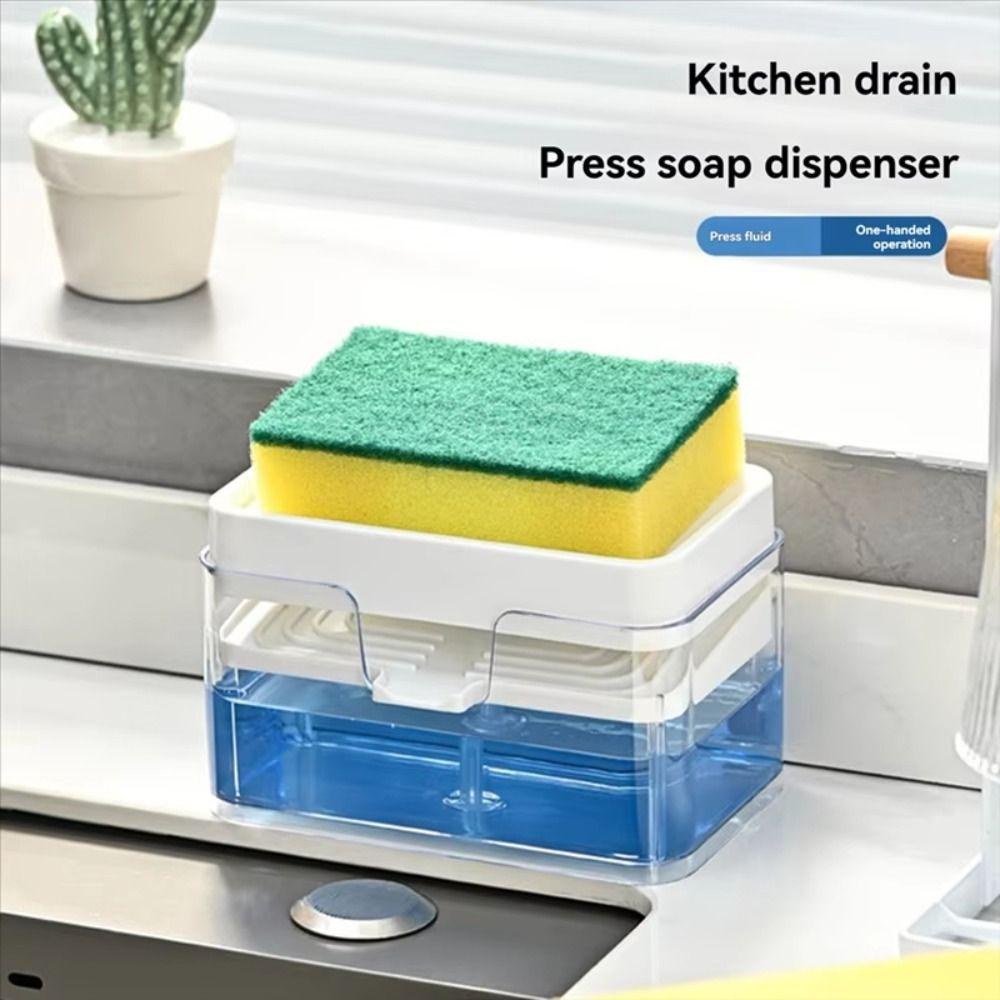 Press Type Sink Drain Soap Dispenser Sponge Holder Kitchen Detergent Container Kitchen Use